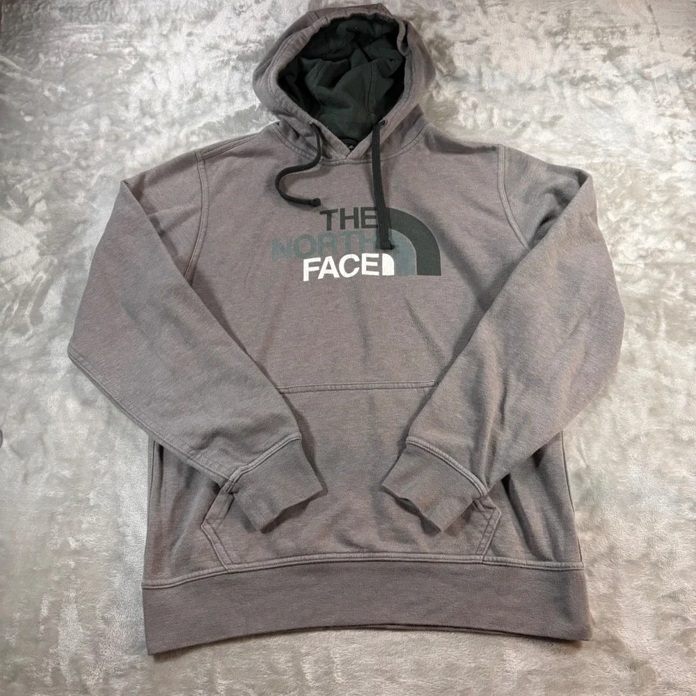 The North Face Mens Gray Graphic Logo Pullover Hoodie CH2P Small